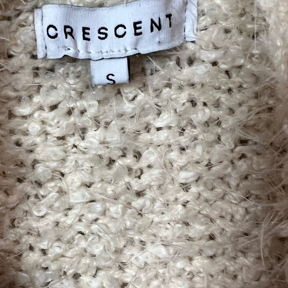 Crescent Cream Colored Fuzzy Knit Open Cardigan with Pockets Size Small - Picture 4 of 8